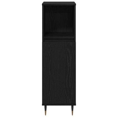 Badeværelsesskab Sort Eg 30x30x100 cm Ingeniørtræ