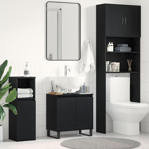 Badeværelse Vask Skab Sort Eg 58x33x60 cm Konstrueret Træ