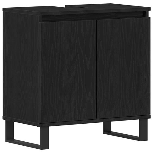 Badeværelse Vask Skab Sort Eg 58x33x60 cm Konstrueret Træ