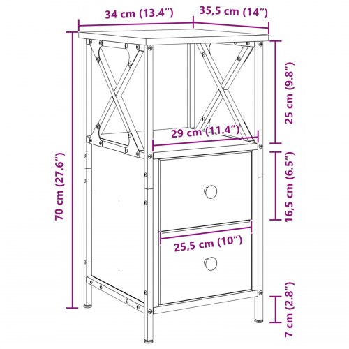 Sengebord i Sort Eg 34x35,5x70 cm - Ingeniørtræ