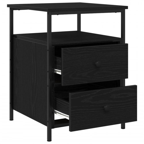 Sengebord 2 stk Sort Eg 44x45x60 cm Konstrueret Træ