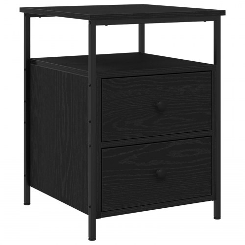Sengebord 2 stk Sort Eg 44x45x60 cm Konstrueret Træ