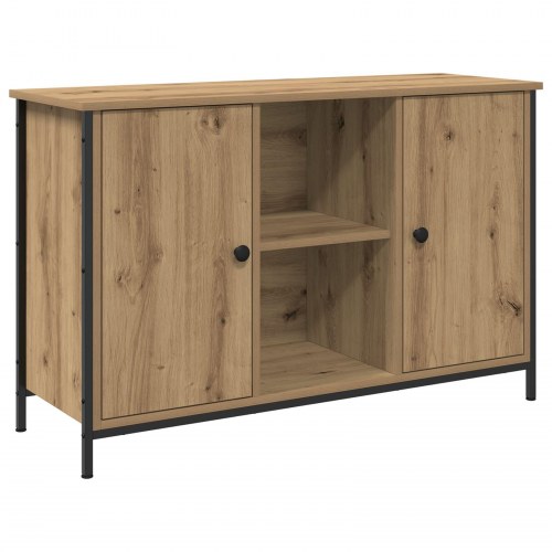TV Skab Sort Eg 101x35x65 cm Konstrueret Træ og Stål