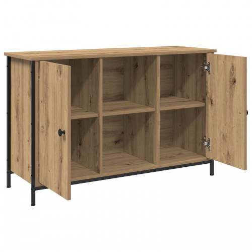 TV Skab Sort Eg 101x35x65 cm Konstrueret Træ og Stål