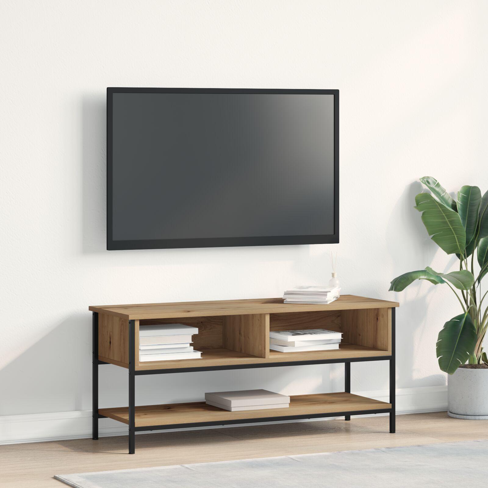 TV Skab Artisan Eg 100x35x45 cm Konstrueret Træ og Stål
