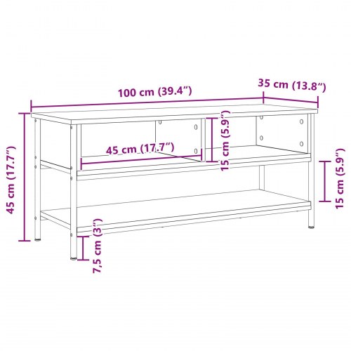 TV Skab Sort Eg 100x35x45 cm Konstrueret træ og Stål