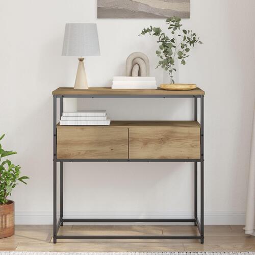 Konsolbord Artisanal Egetræ 75x40x75 cm Konstrueret Træ og Stål