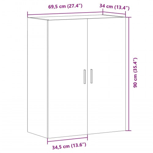 Væghængt Skab i Sort Eg 69,5x34x90 cm Lavet af Træ
