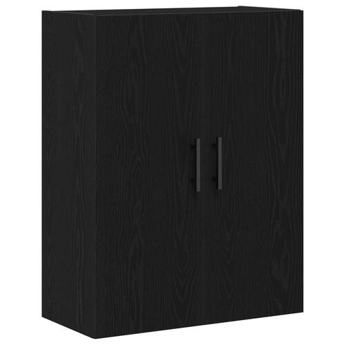 Vægmonteret Skab Sort Eg 69,5x34x90 cm Ingeniørtræ