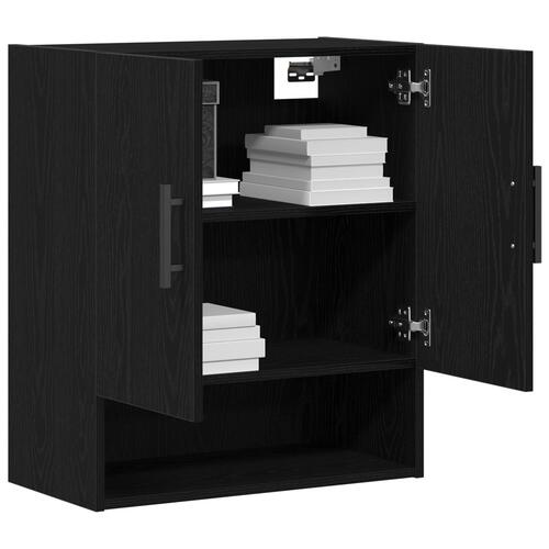 Vægskab Sort Eg 60x31x70 cm Ingeniørtræ