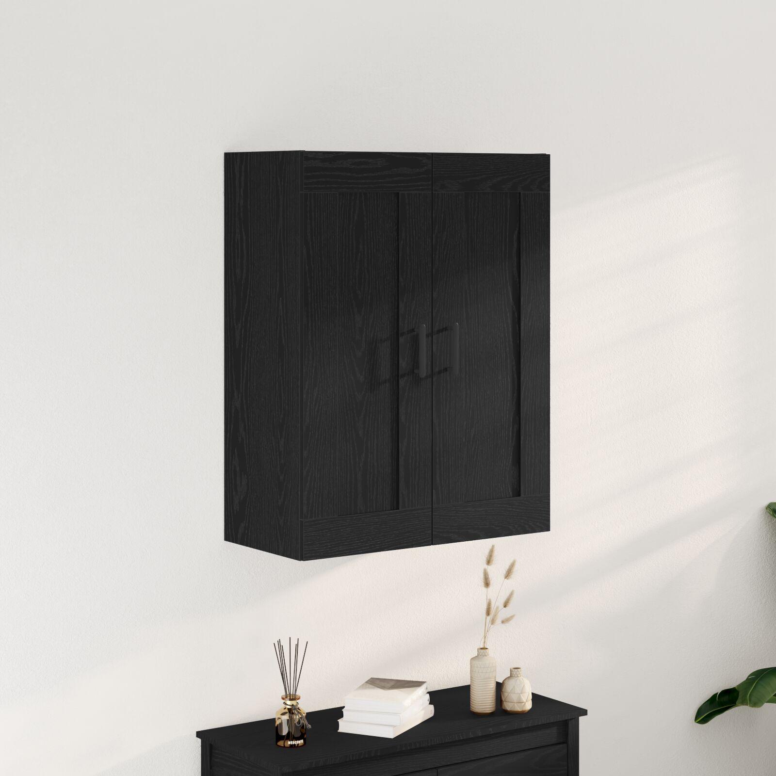 Højskab Sort Eg 69,5x34x90 cm Samlet træ