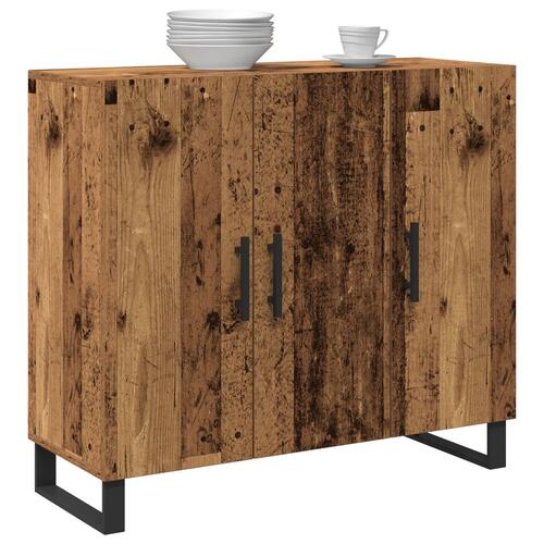 Sideboard med 3 Døre Gamle Træ 90x34x80 cm Ingeniørtræ