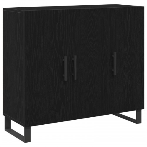 Skab med 3 Døre Sort Eg 90x34x80 cm Konstrueret Træ