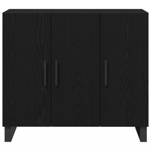 Skab med 3 Døre Sort Eg 90x34x80 cm Konstrueret Træ
