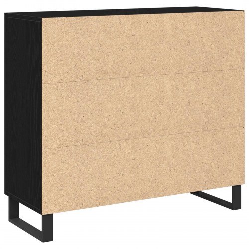 Skab med 3 Døre Sort Eg 90x34x80 cm Konstrueret Træ