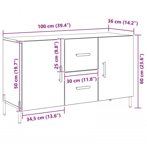 Skab Sort Eg 100x36x60 cm Ingeniørtræ
