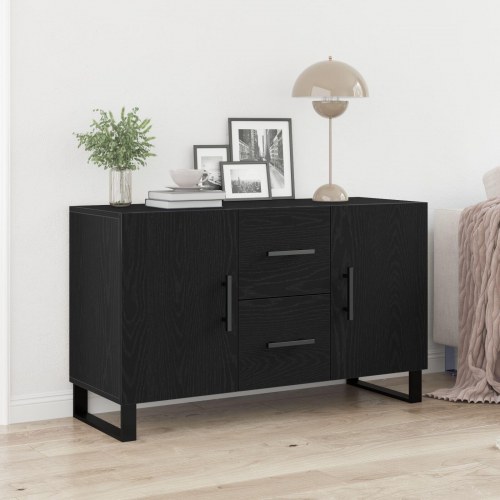 Sideboard Sort Eg 100x36x60 cm Ingeniørtræ