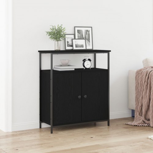 Væghængt Skab Sort Eg 69,5x34x90 cm Konstrueret Træ