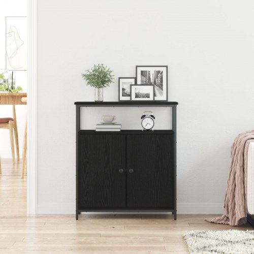 Væghængt Skab Sort Eg 69,5x34x90 cm Konstrueret Træ