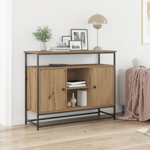 Sideboard Artisan Egetræ 100x35x80 cm Konstrueret Træ og Stål