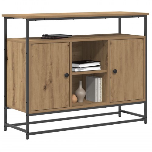 Sideboard Artisan Egetræ 100x35x80 cm Konstrueret Træ og Stål
