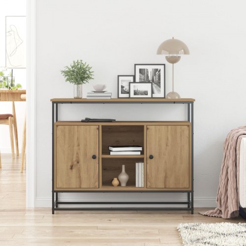 Sideboard Artisan Egetræ 100x35x80 cm Konstrueret Træ og Stål