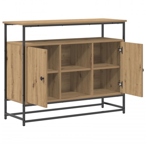 Sideboard Artisan Egetræ 100x35x80 cm Konstrueret Træ og Stål