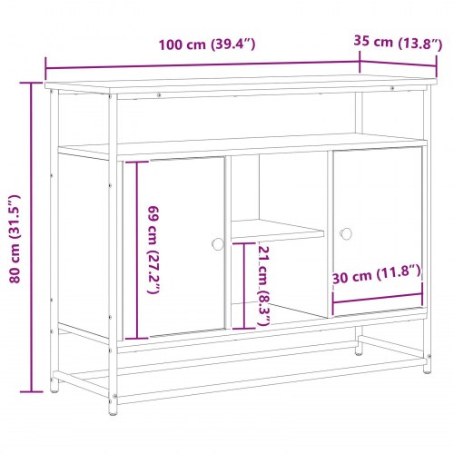 Sideboard Artisan Egetræ 100x35x80 cm Konstrueret Træ og Stål
