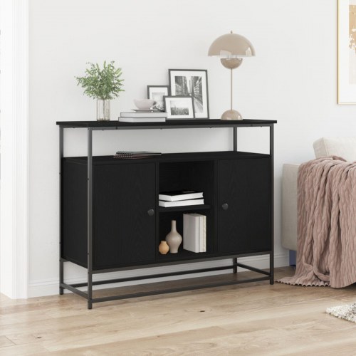 Skab Sort Eg 100x35x80 cm Konstrueret Træ og Stål