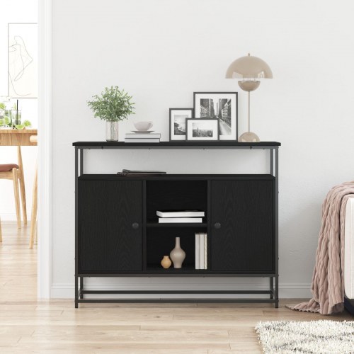 Skab Sort Eg 100x35x80 cm Konstrueret Træ og Stål