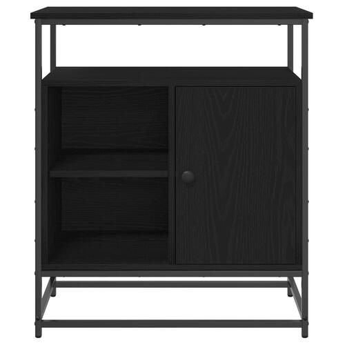 Skænk Sort Eg 69x35x80 cm Konstrueret Træ og Stål