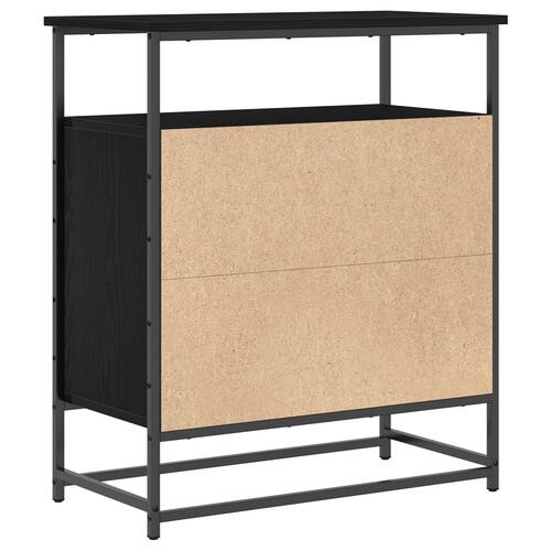 Skænk Sort Eg 69x35x80 cm Konstrueret Træ og Stål