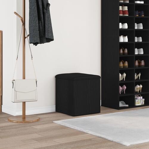 Opbevaringsbænk Sort Eg 40x40x45 cm Ingeniørtræ