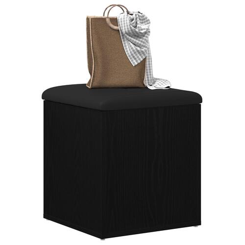 Opbevaringsbænk Sort Eg 40x40x45 cm Ingeniørtræ