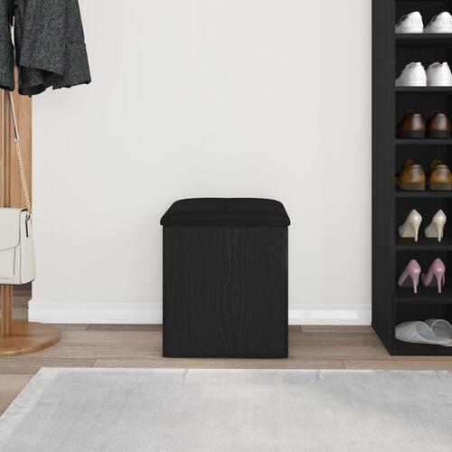 Opbevaringsbænk Sort Eg 40x40x45 cm Ingeniørtræ