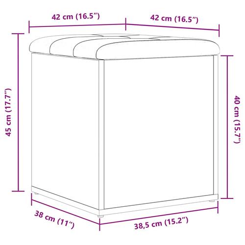 Opbevaringsbænk Sort Eg 40x40x45 cm Ingeniørtræ