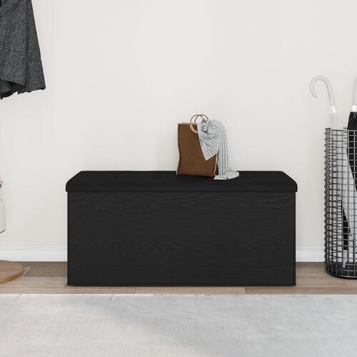 Opbevaringsbænk Sort Eg 100x40x45 cm Ingeniørtræ