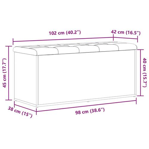 Opbevaringsbænk Sort Eg 100x40x45 cm Ingeniørtræ