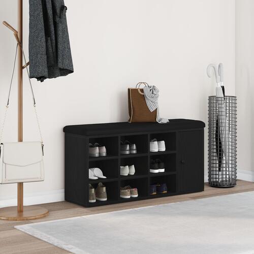 Opbevaringsbænk Sort Eg 100x30x48 cm Komprimeret Træ