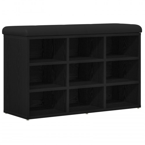 Opbevaringsbænk Sort Eg 80x30x48 cm Ingeniørtræ