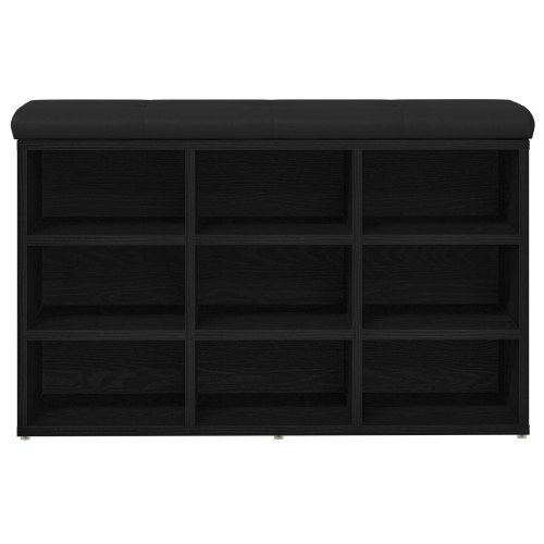Opbevaringsbænk Sort Eg 80x30x48 cm Ingeniørtræ