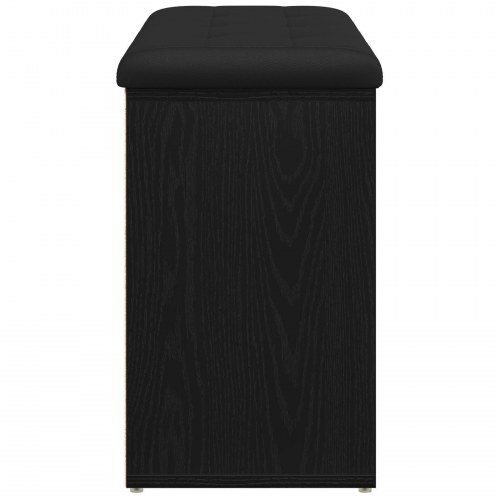 Opbevaringsbænk Sort Eg 80x30x48 cm Ingeniørtræ