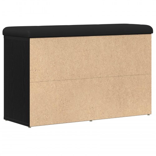 Opbevaringsbænk Sort Eg 80x30x48 cm Ingeniørtræ
