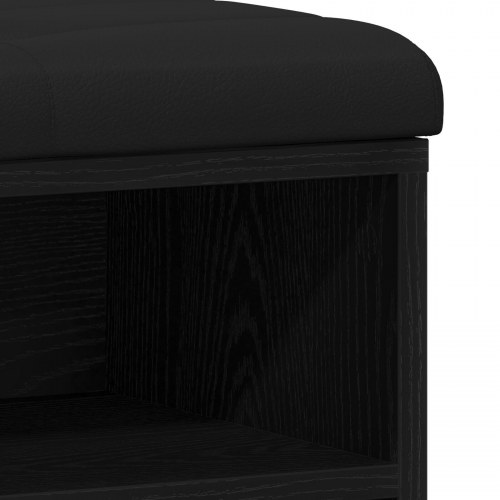 Opbevaringsbænk Sort Eg 80x30x48 cm Ingeniørtræ