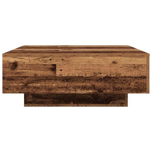 Sofabord med LED-lys Gammel Træ 80x80x31 cm