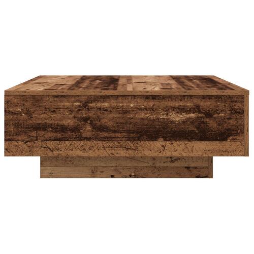 Sofabord med LED-lys Gammel Træ 80x80x31 cm