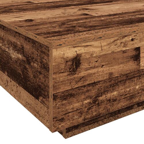 Sofabord med LED-lys Gammel Træ 80x80x31 cm