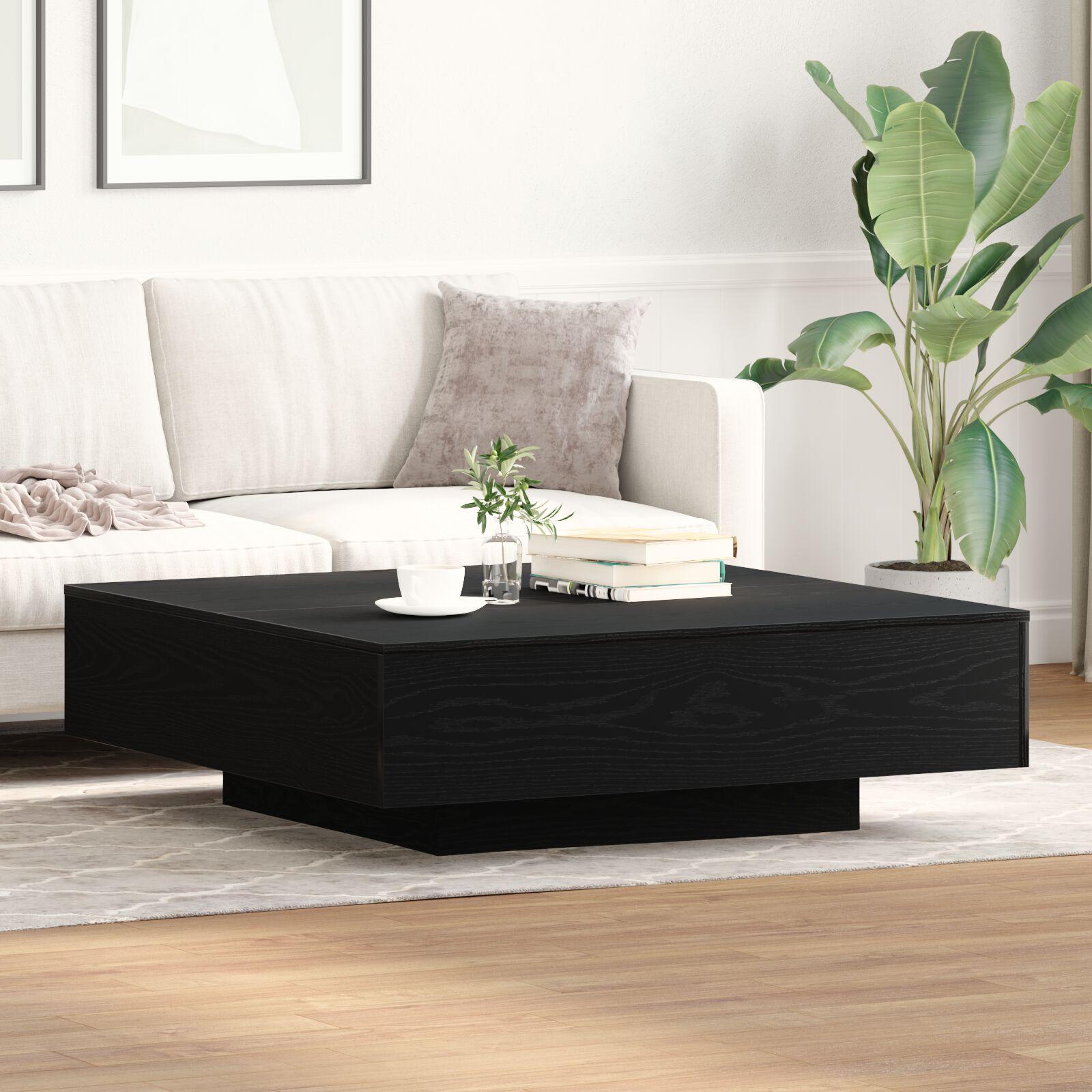 Kaffebord Sort Eg 100x100x31 cm Ingeniørtræ