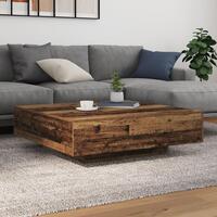 Kaffebord med LED-lys Gamle Træ 100x100x31 cm