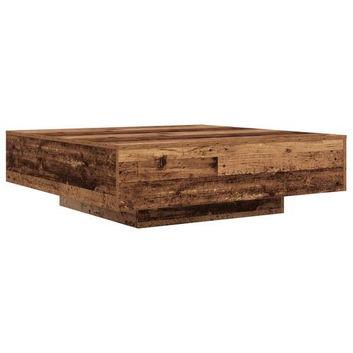 Kaffebord med LED-lys Gamle Træ 100x100x31 cm